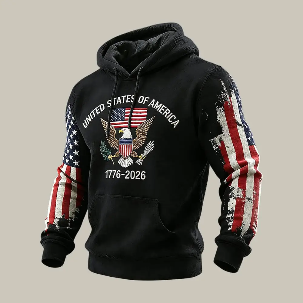 Retro American 250th Anniversary 1776 2026 Hoodie Fourth Of July Apparel Independence Day Gift Retro American 250th Anniversary 1776 2026 Hoodie Fourth Of July Apparel Independence Day Gift - Image 1