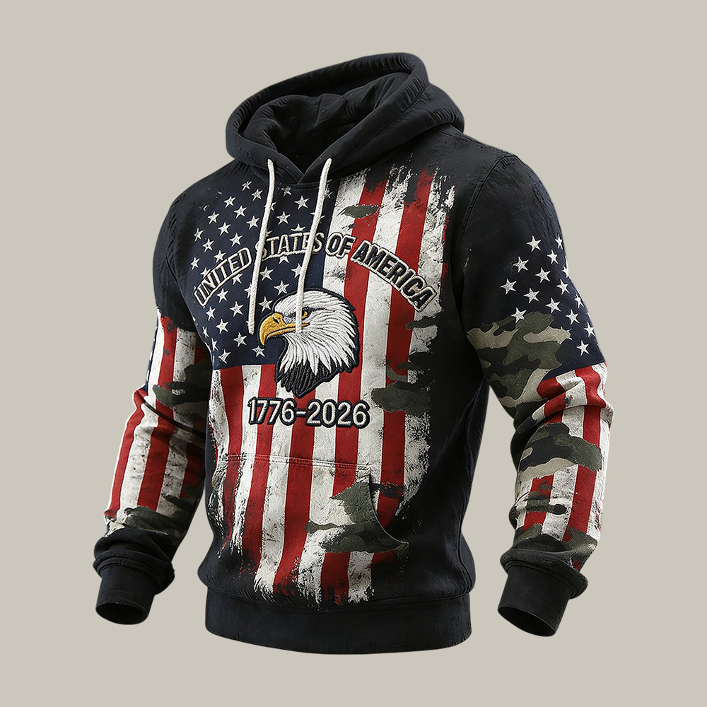 Retro American 250th Anniversary 1776 2026 Hoodie Fourth Of July Hooded Sweatshirt Gift Ideas