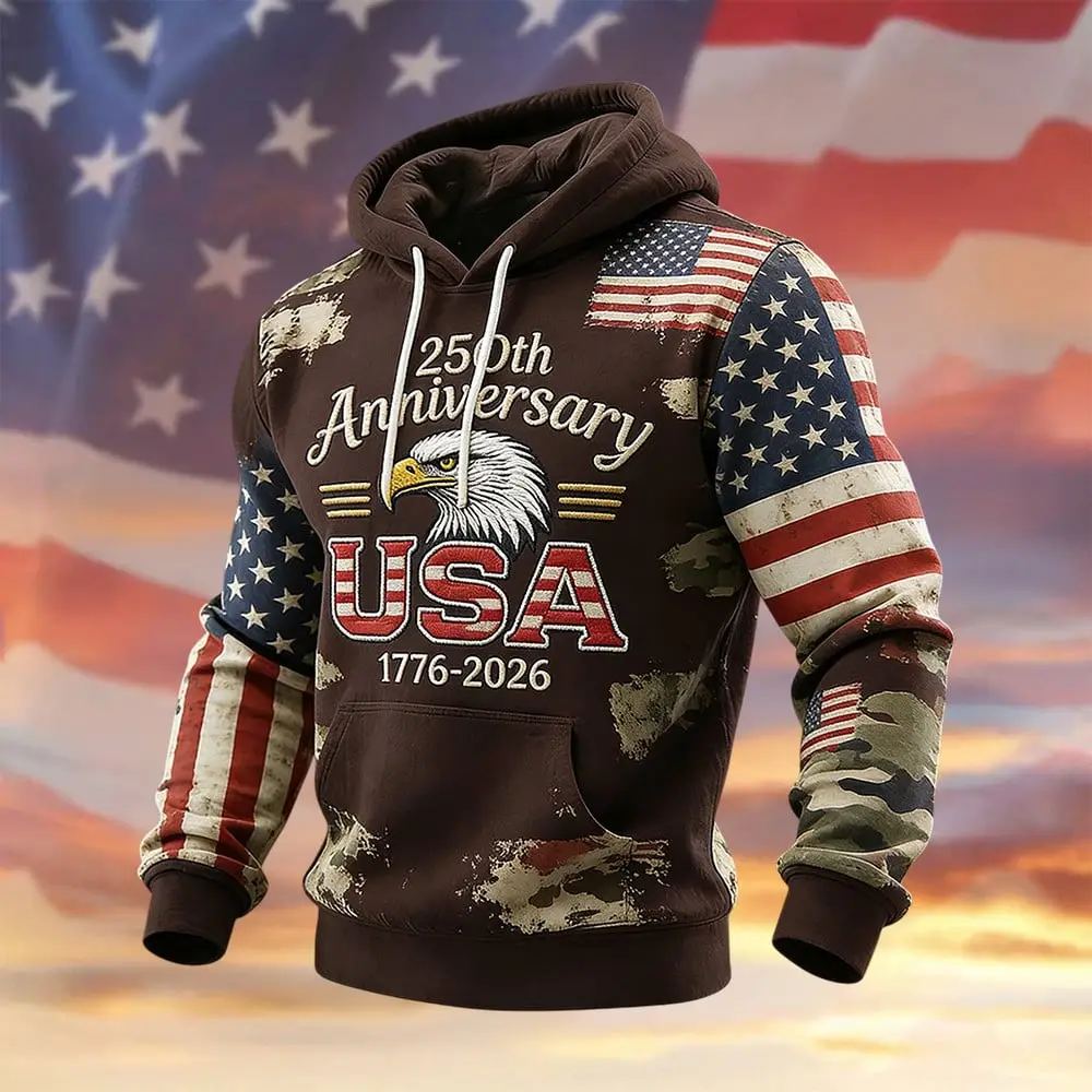 Retro American 250th Anniversary Eagle Hoodie 1776 2026 Merch Independence Day Present Retro American 250th Anniversary Eagle Hoodie 1776 2026 Merch Independence Day Present - Image 1