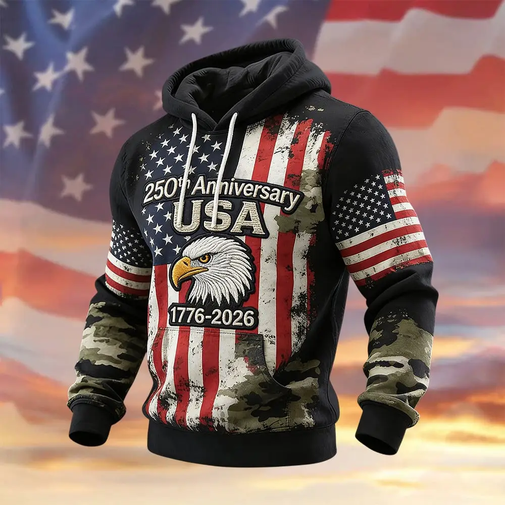 Retro American 250th Anniversary Hoodie 1776 2026 Merch Independence Day 2026 Present