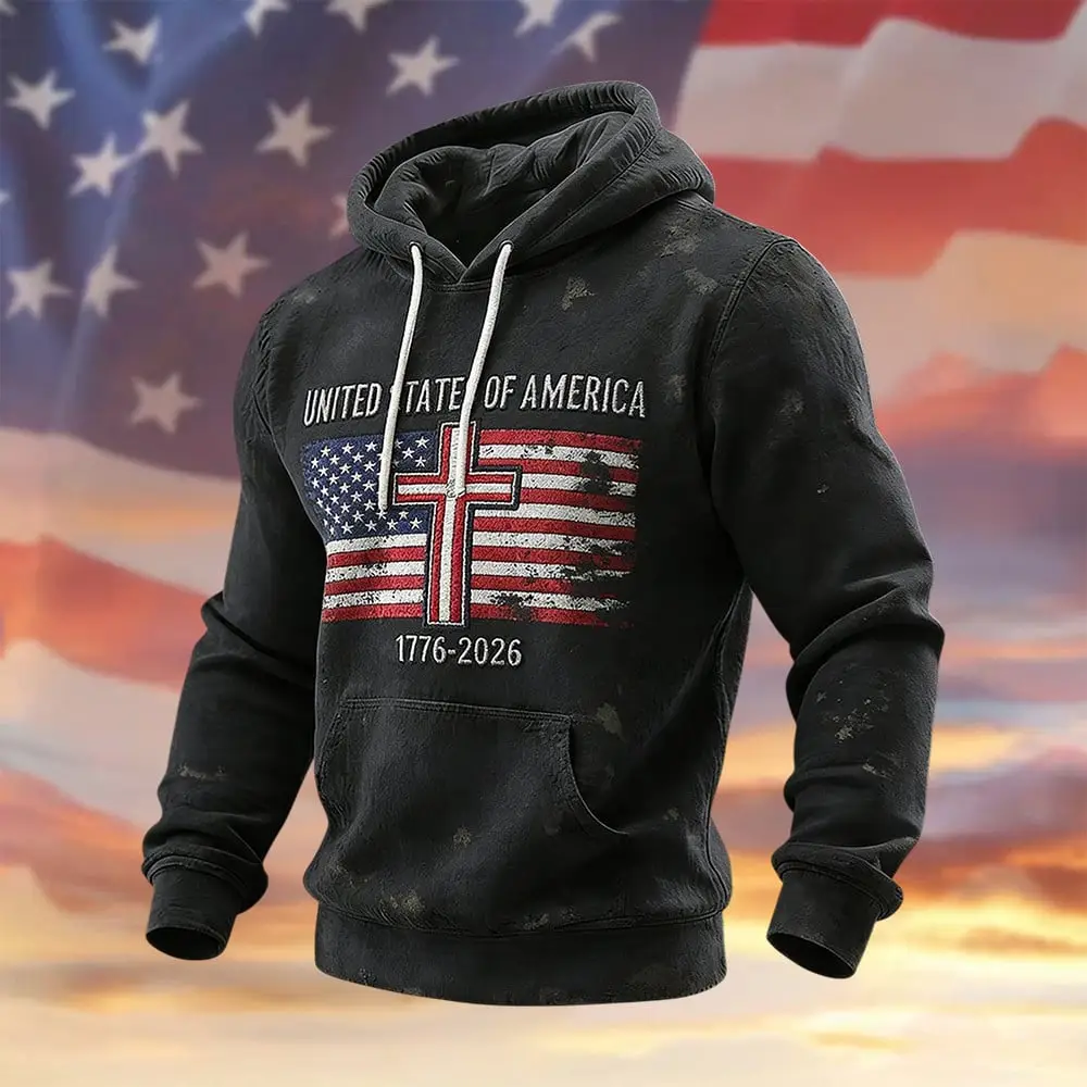Retro American 250th Anniversary Hoodie 4Th Of July Outfits Present For Patriots Retro American 250th Anniversary Hoodie 4Th Of July Outfits Present For Patriots - Image 1
