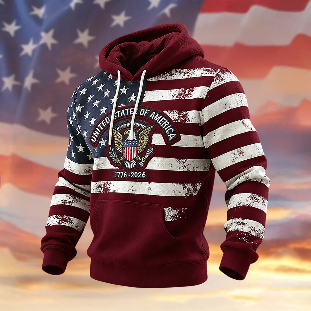 Retro American 250th Anniversary Hoodie America's 250th Birthday Apparel Patriotic Gift Retro American 250th Anniversary Hoodie America's 250th Birthday Apparel Patriotic Gift - Image 1