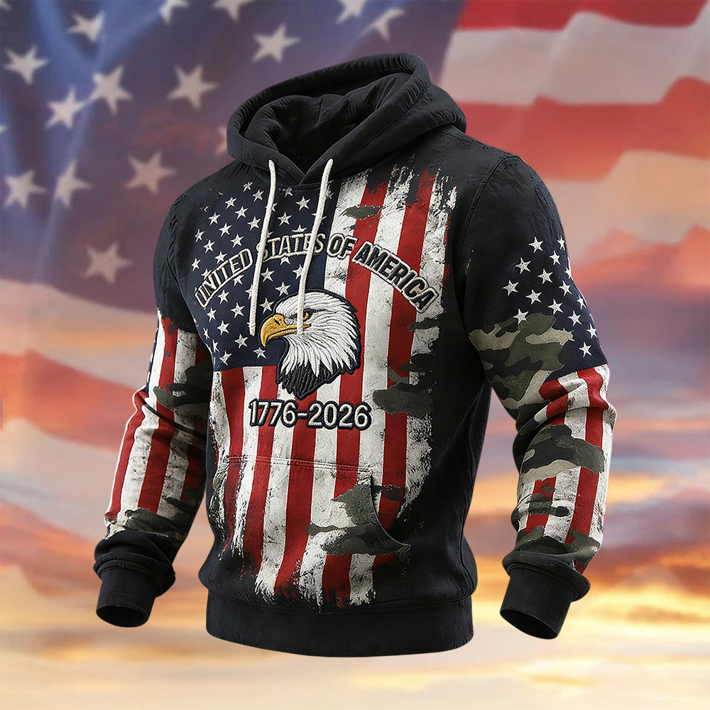Retro American 250th Anniversary Hoodie Independence Day Apparel 4th Of July Retro American 250th Anniversary Hoodie Independence Day Apparel 4th Of July - Image 1
