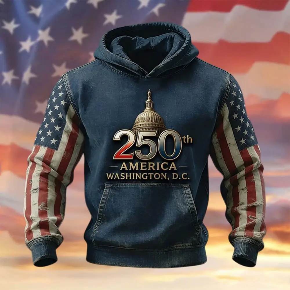 Retro American 250th Anniversary Hoodie Independence Day Apparel Gift For Him Retro American 250th Anniversary Hoodie Independence Day Apparel Gift For Him - Image 1