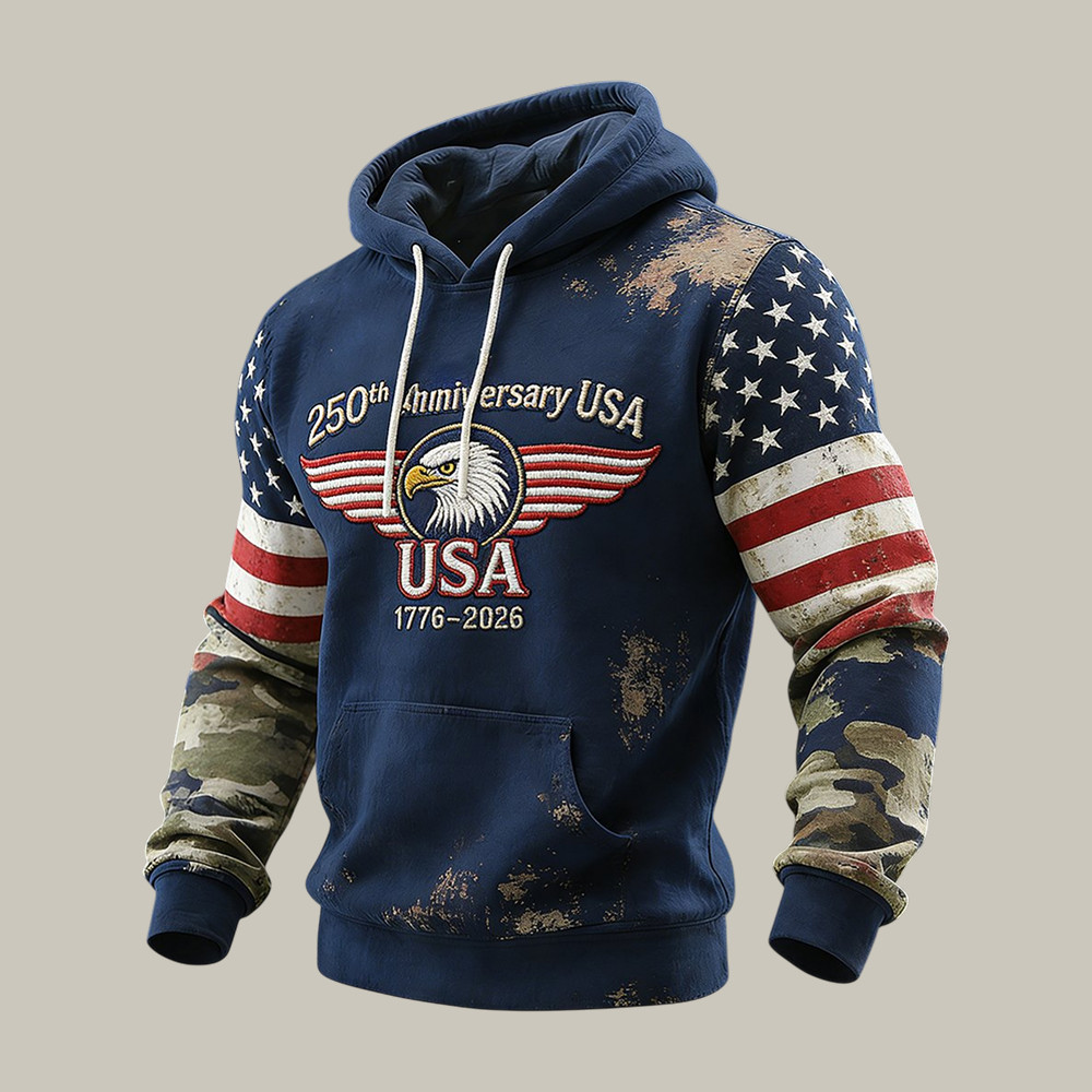 Retro American 250th Anniversary Patriotic Eagle Hoodie July 4 Outfits Independence Day Gift Retro American 250th Anniversary Patriotic Eagle Hoodie July 4 Outfits Independence Day Gift - Image 1