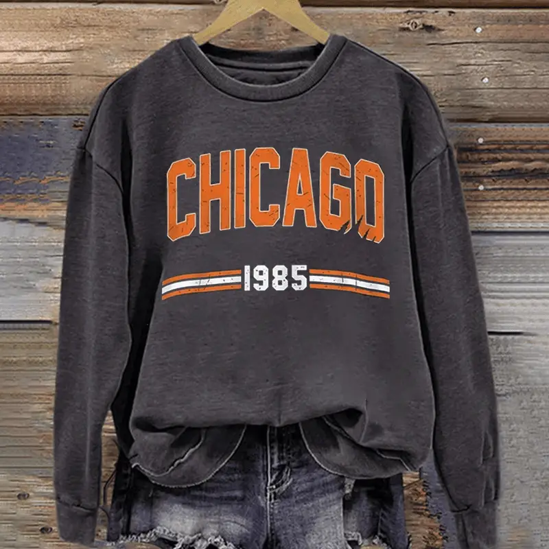 Retro Chicago Football Sweatshirt Game Day Apparel Gift for Chicago Fans
