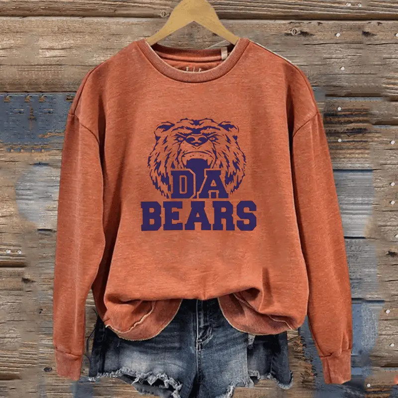 Retro Da Bears Sweatshirt Vintage Football Crewneck Game Day Clothing for Wife