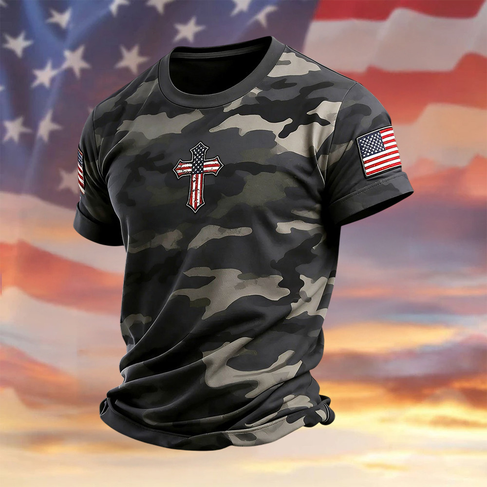 Retro Faith 250th Anniversary American T-Shirt American 250 Years Birthday Merch Gift Idea Retro Faith 250th Anniversary American T-Shirt American 250 Years Birthday Merch Gift Idea - Image 1