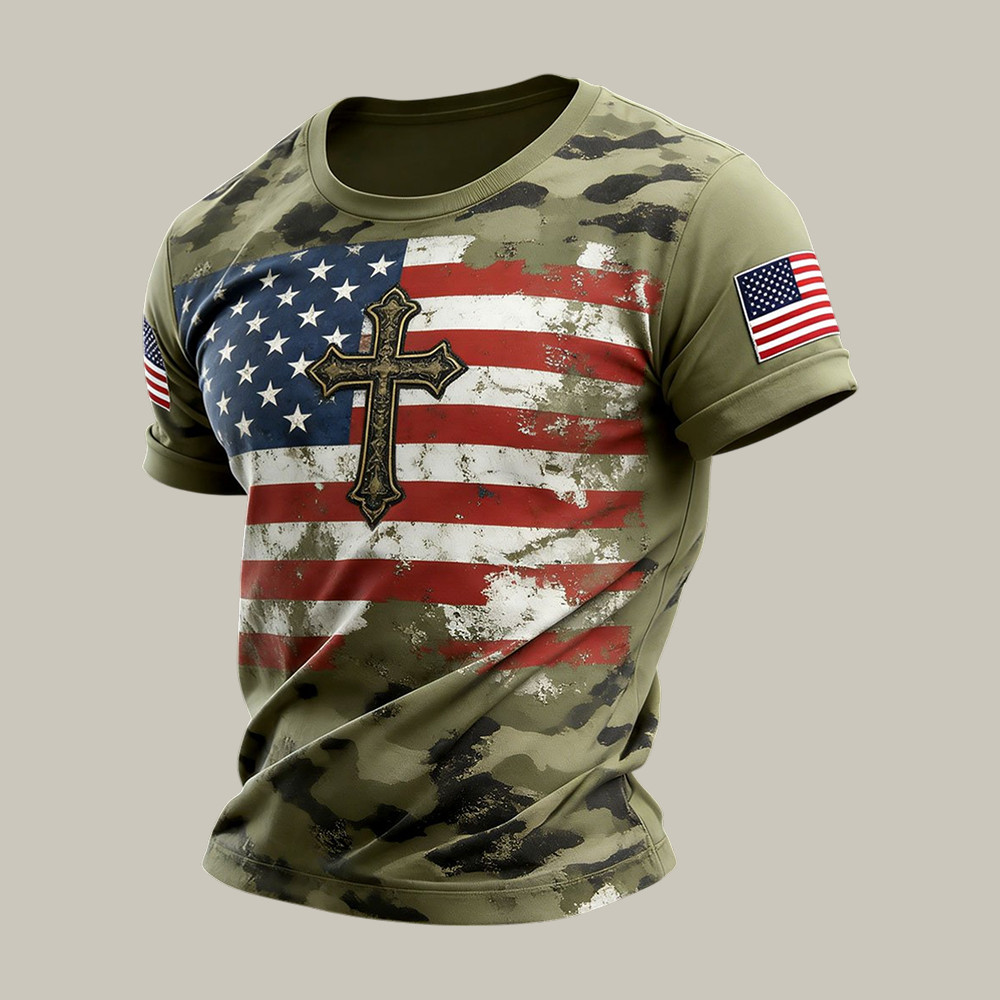 Retro Faith 250th Anniversary American T-Shirt Independence Day Shirt Patriotic Husband Gift