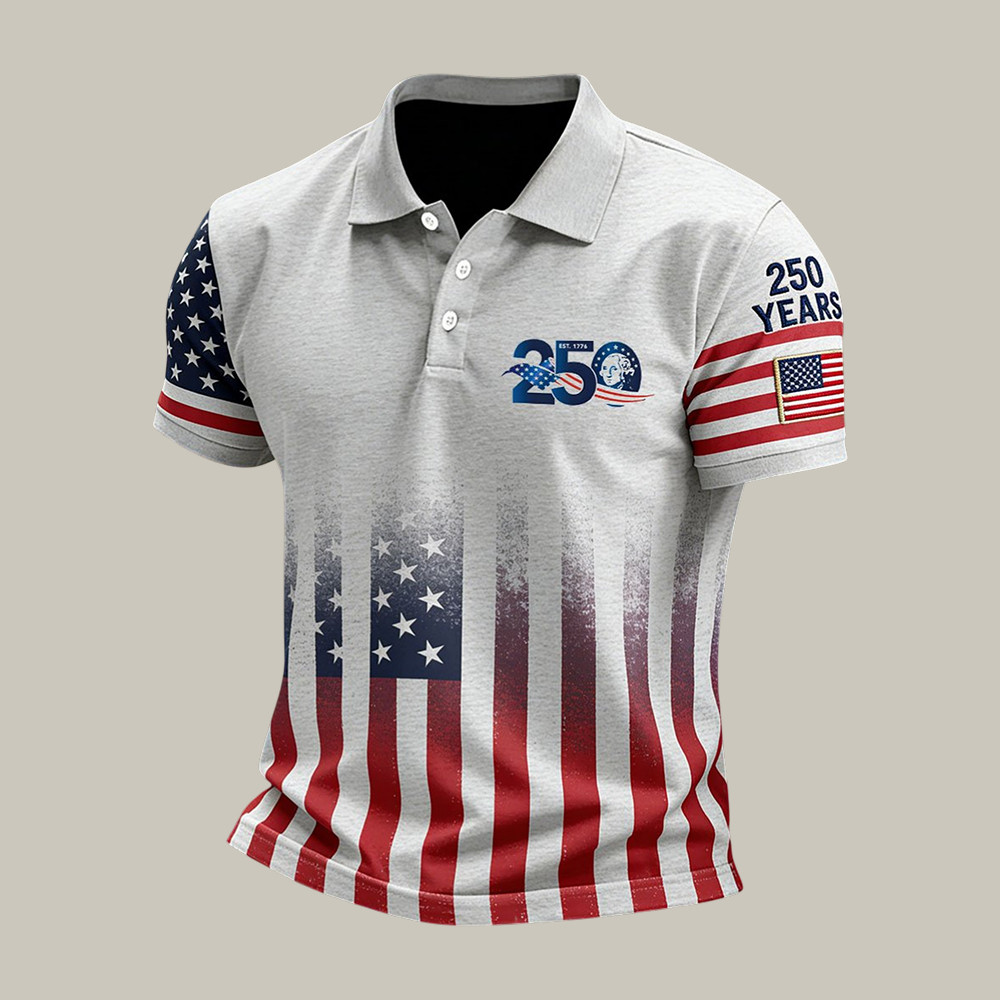 Retro Faith American 250th Anniversary Polo Shirt 1776 2026 Fourth Of July Merch Retro Faith American 250th Anniversary Polo Shirt 1776 2026 Fourth Of July Merch - Image 1