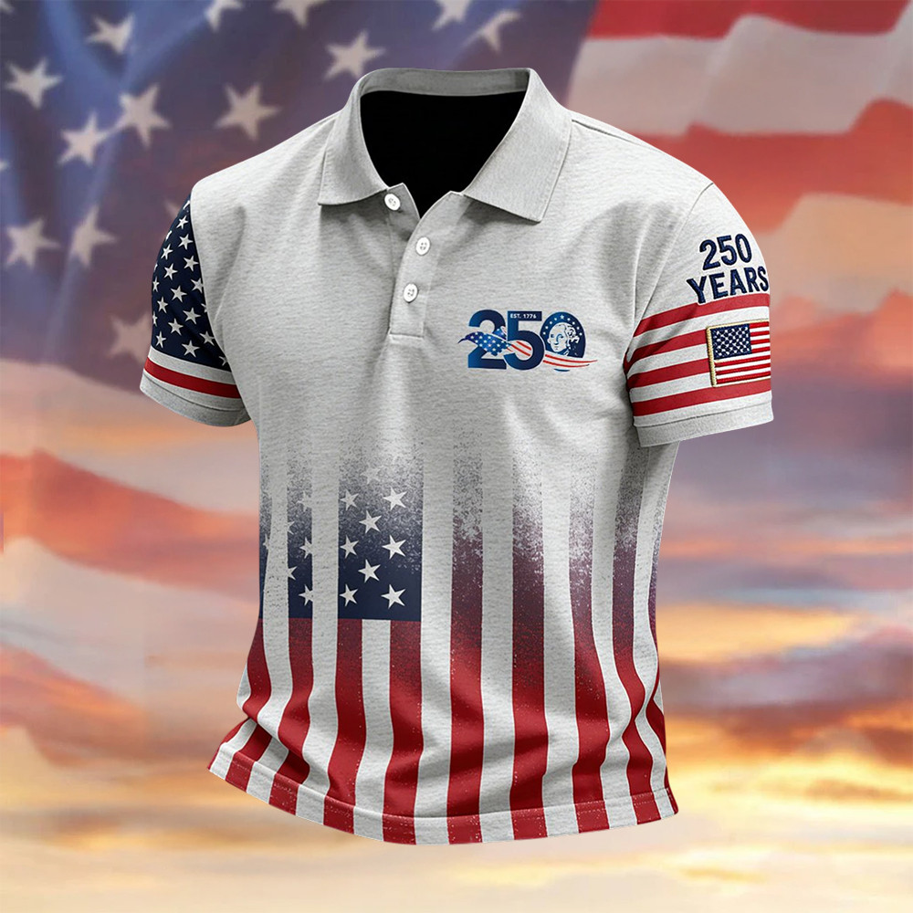 Retro Faith American 250th Anniversary Polo Shirt Independence Day Clothes Cool Gift For Patriots