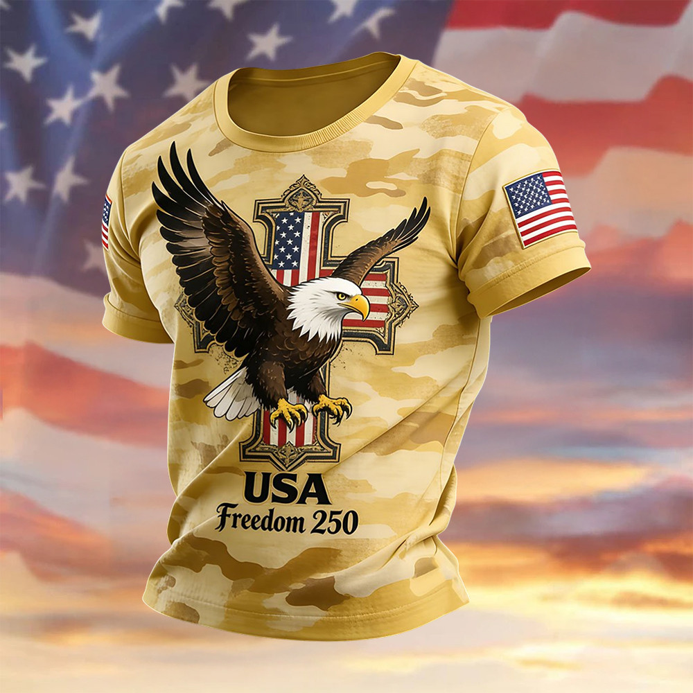 Retro Faith Freedom 250th Anniversary American T-Shirt Patriotic Clothes 4Th Of July Gift Retro Faith Freedom 250th Anniversary American T-Shirt Patriotic Clothes 4Th Of July Gift - Image 1