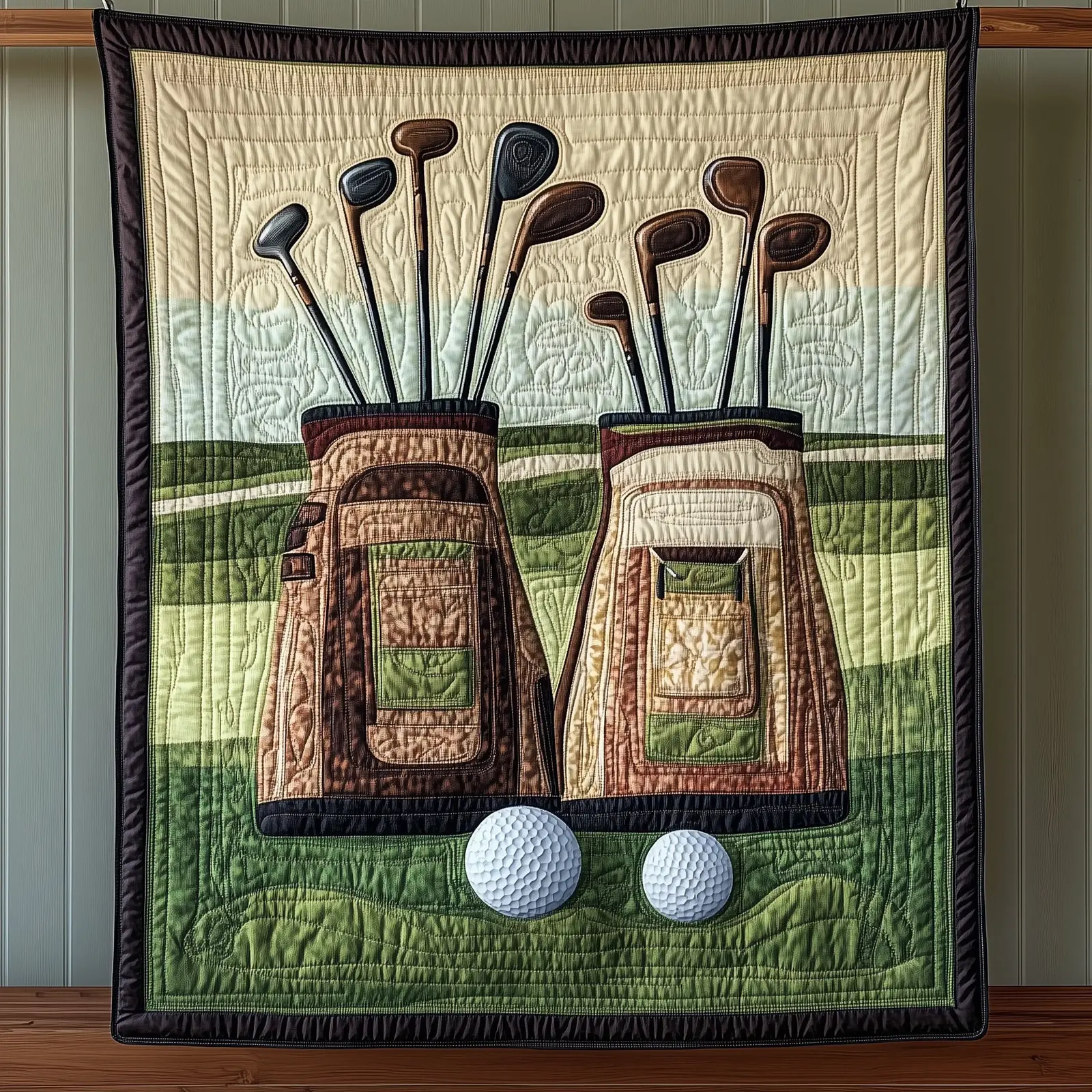 Retro Golf Vibes Quilted Blanket Throwback Golf Course Comfort Luxury Golf Gifts For Him And Her
