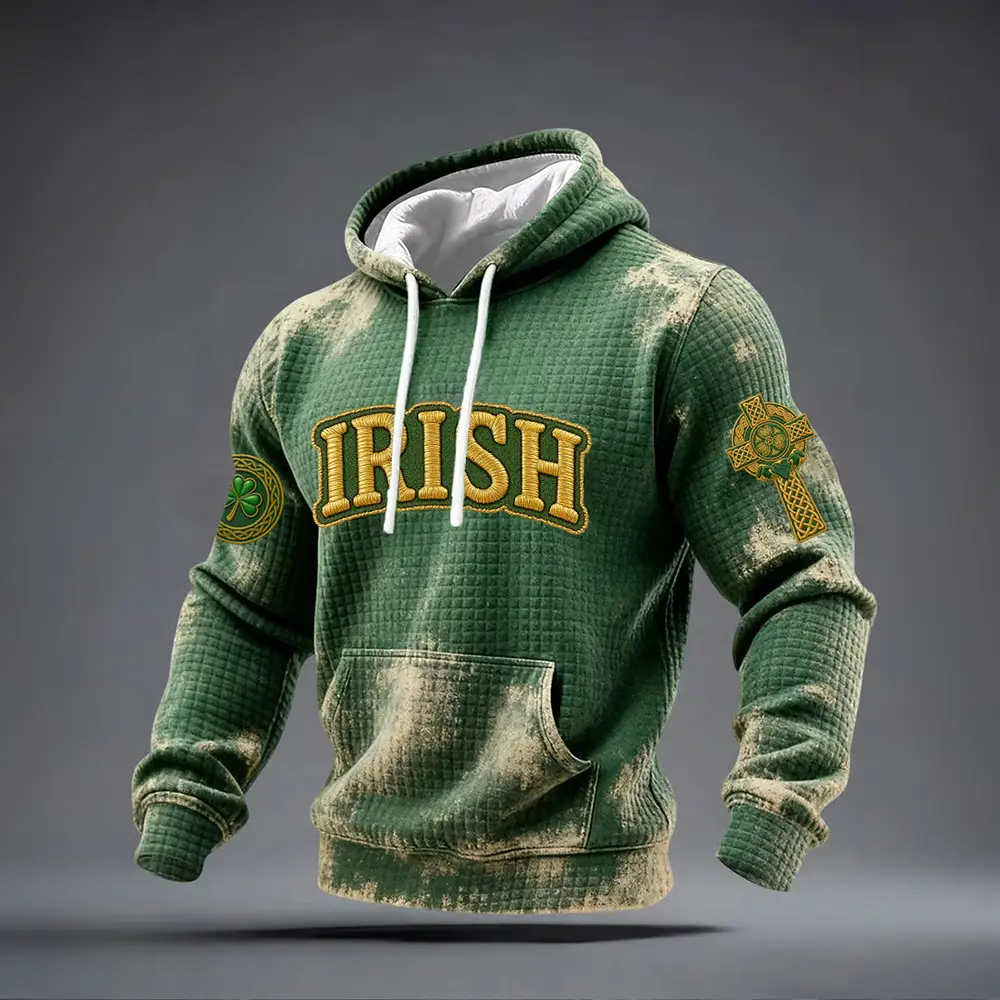 Retro St. Patrick's Day Irish Hoodie Celtic Cross St Patrick's Day Apaprel Cool Gift For Him