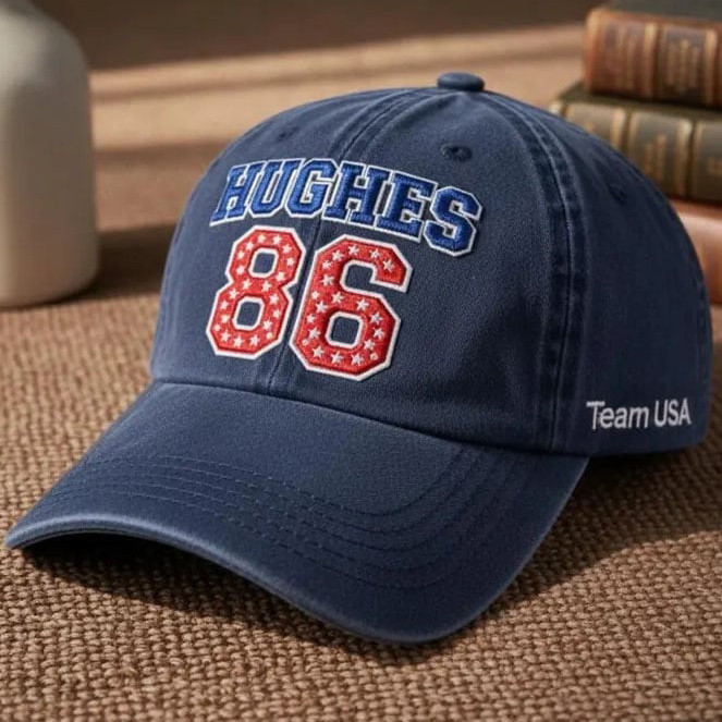 Retro Team USA Hockey Hughes 86 Hat USA Hockey Gold Baseball Cap Fan Gift For Him