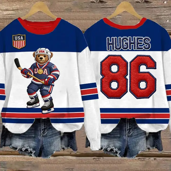 Retro USA Ice Hockey 86 Sweatshirt USA Hockey 2026 Winter Olympic Clothing Fan Gift