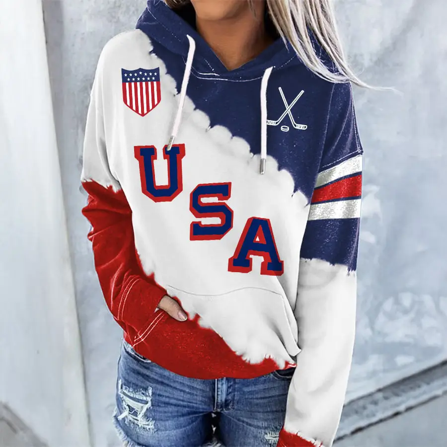 Retro USA Ice Hockey Hoodie 2026 Winter Olympic USA Hockey Team Merch Fan Gear Retro USA Ice Hockey Hoodie 2026 Winter Olympic USA Hockey Team Merch Fan Gear - Image 1