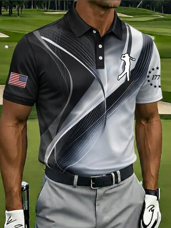Retro USA Print Golf Polo Shirt American 250th Anniversary 2026 Golf Shirt For Men Dad Gifts