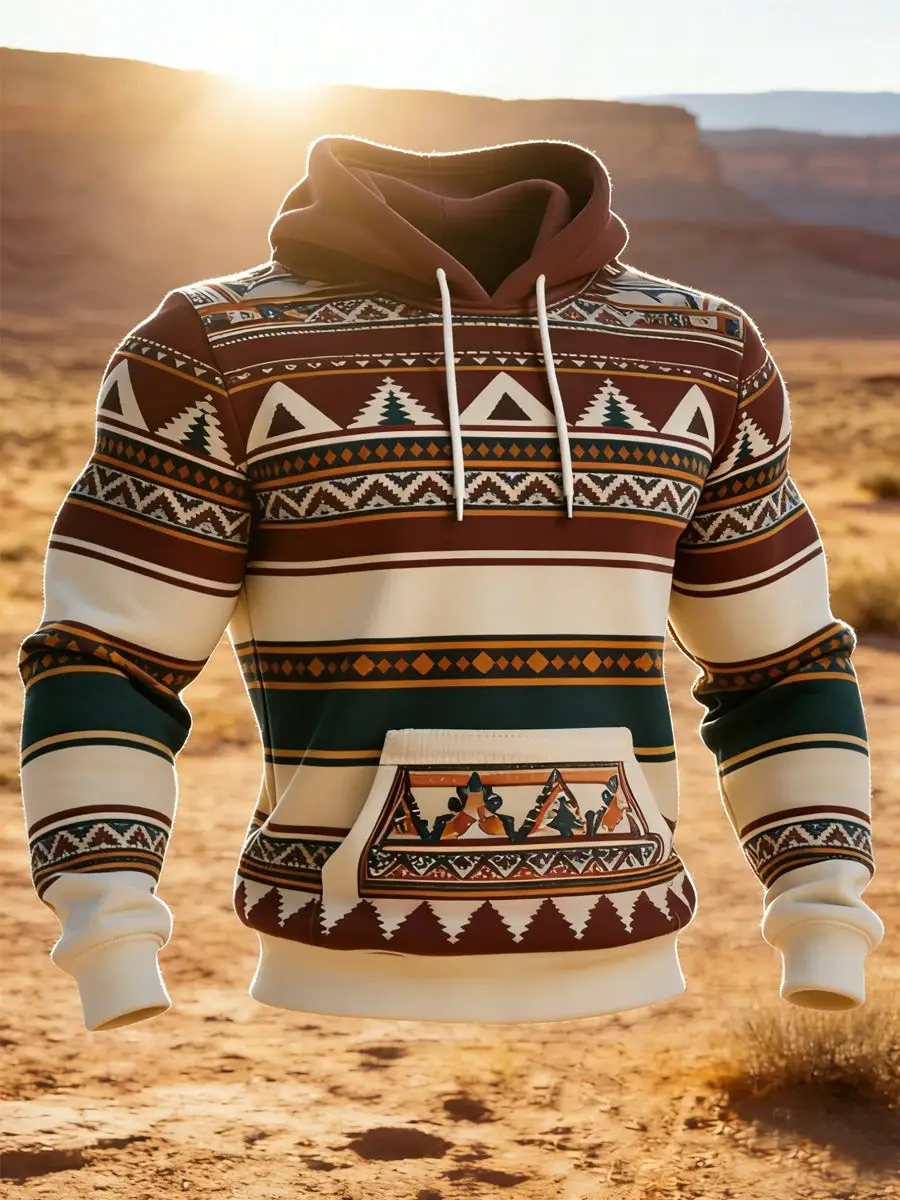 Retro Western Aztec Hoodie Ethnic Style Clothing Father's Day Presents For Dad Ideas 2026