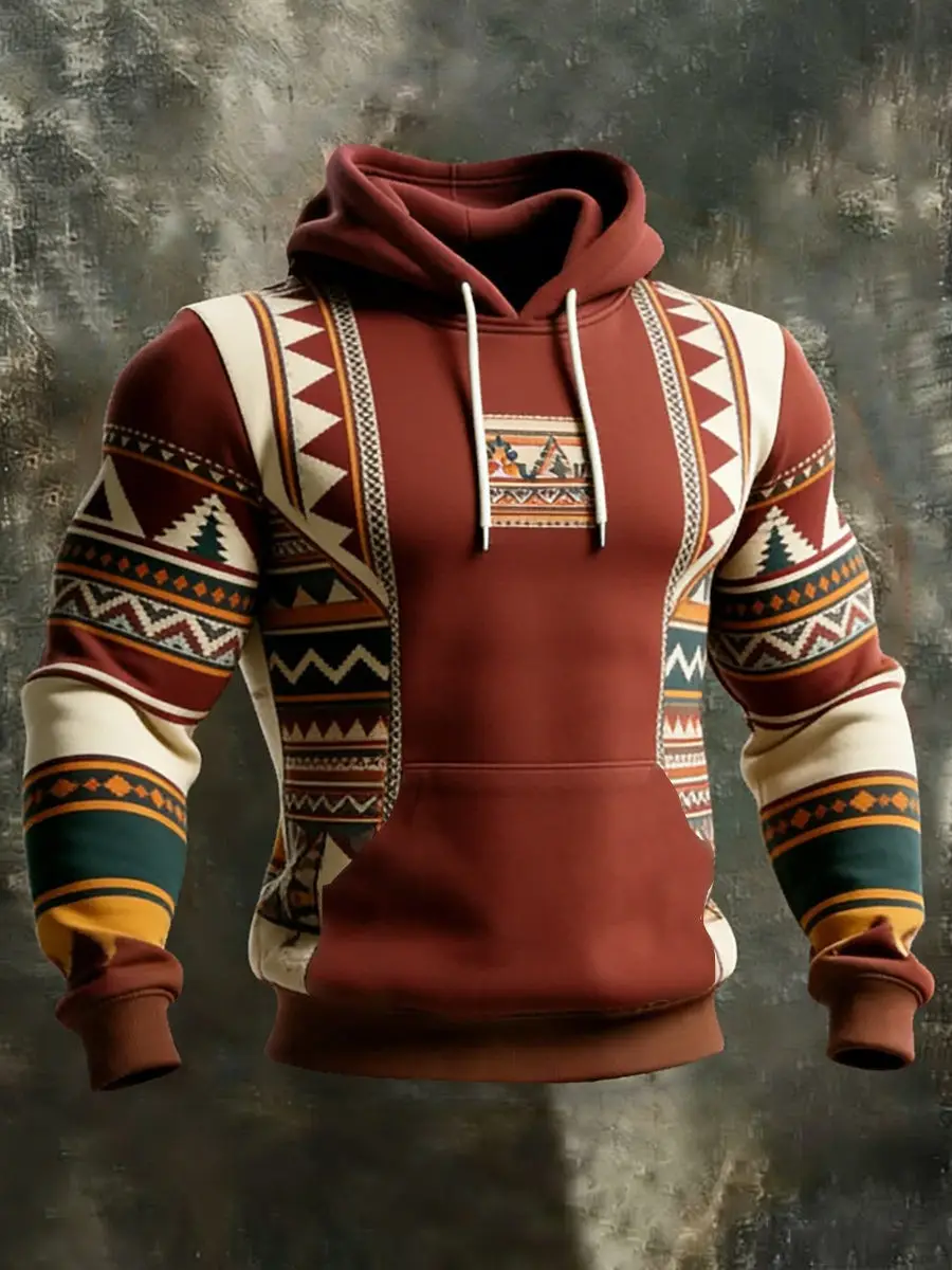 Retro Western Aztec Hoodie Ethnic Style Hoodie Gifts For Father's Day From Son