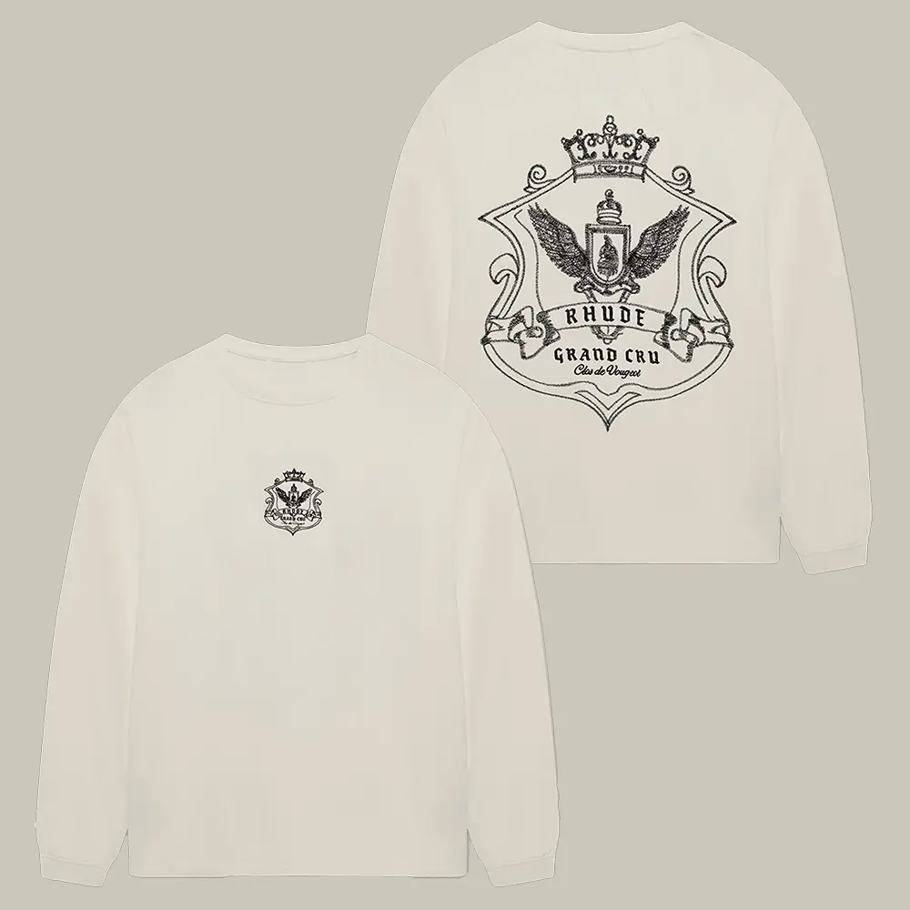 Rhude Grand Cru Crest LS Sweatshirt Streetwear Apparel Rhude Merch Gift Idea For Her Rhude Grand Cru Crest LS Sweatshirt Streetwear Apparel Rhude Merch Gift Idea For Her - Image 1