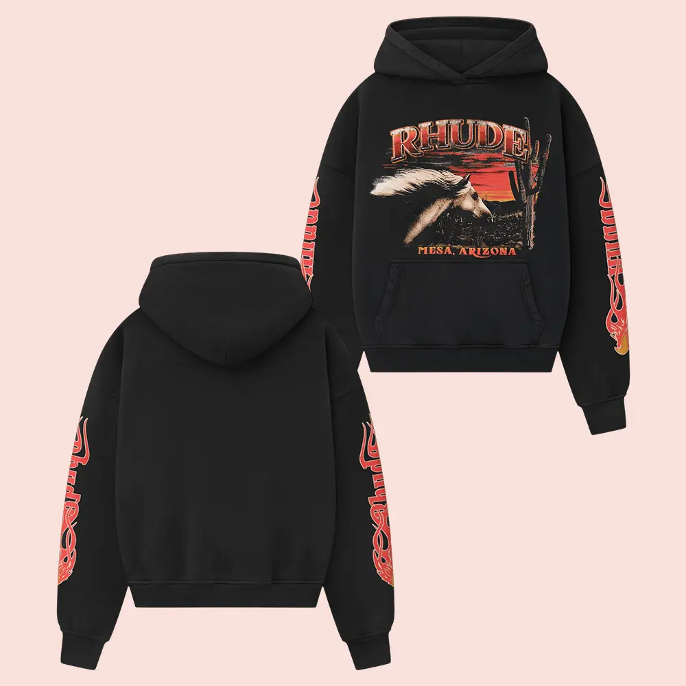 Rhude Hoodie Stallion Mesa Arizona Hoodie Rhude Clothing Gifts For Horse Lovers