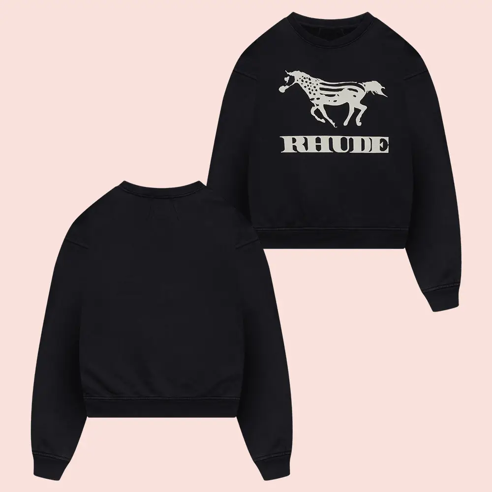 Rhude Merch Dinero Sweatshirt Black Streetwear Clothing Best Gifts Ideas
