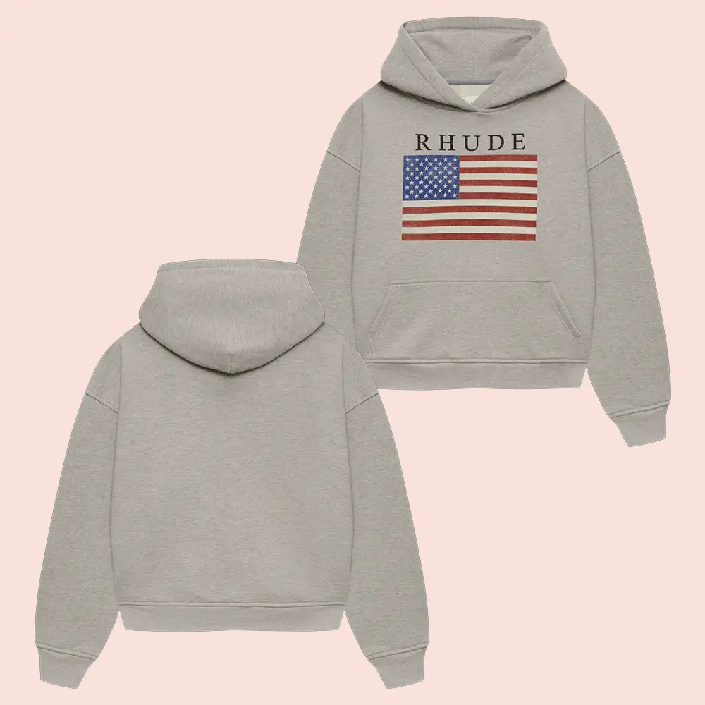 Rhude Merch USA Flag Hoodie Patriotic Rhude Hoodie Gifts Ideas For Him Her