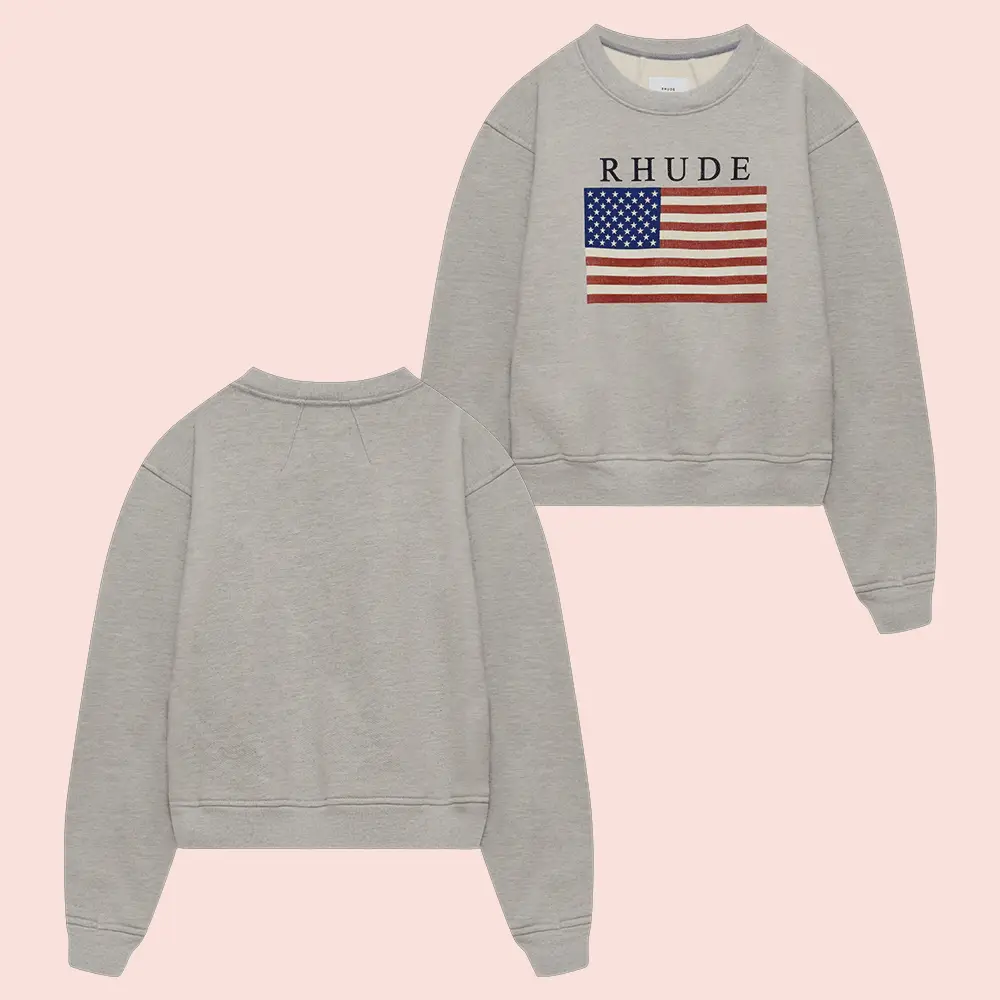 Rhude Merch USA Flag Sweatshirt Patriotic Rhude Clothing Gifts Ideas