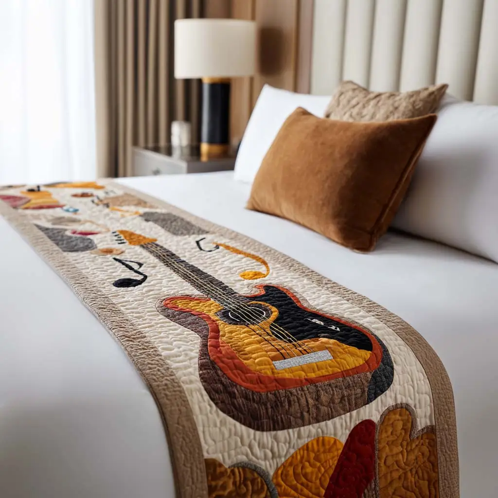 Rhythm Soul Quilted Bed Runner Rhythm Soul Flow Gift for Music Lovers
