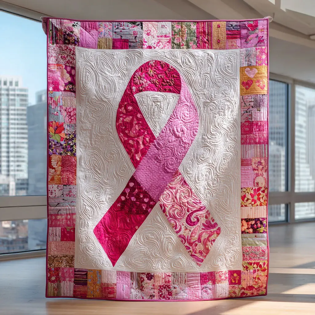 Ribbon Of Hope Quilt Unique Quilt Blanket Gift for Special Occasions