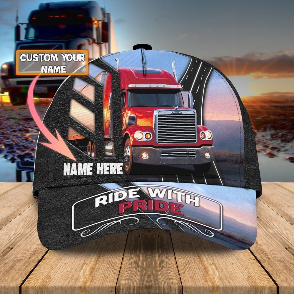 Ride With Pride Trucker Customized Name 3D Cap Farmer Baseball Cap Unique Gifts For Farmers