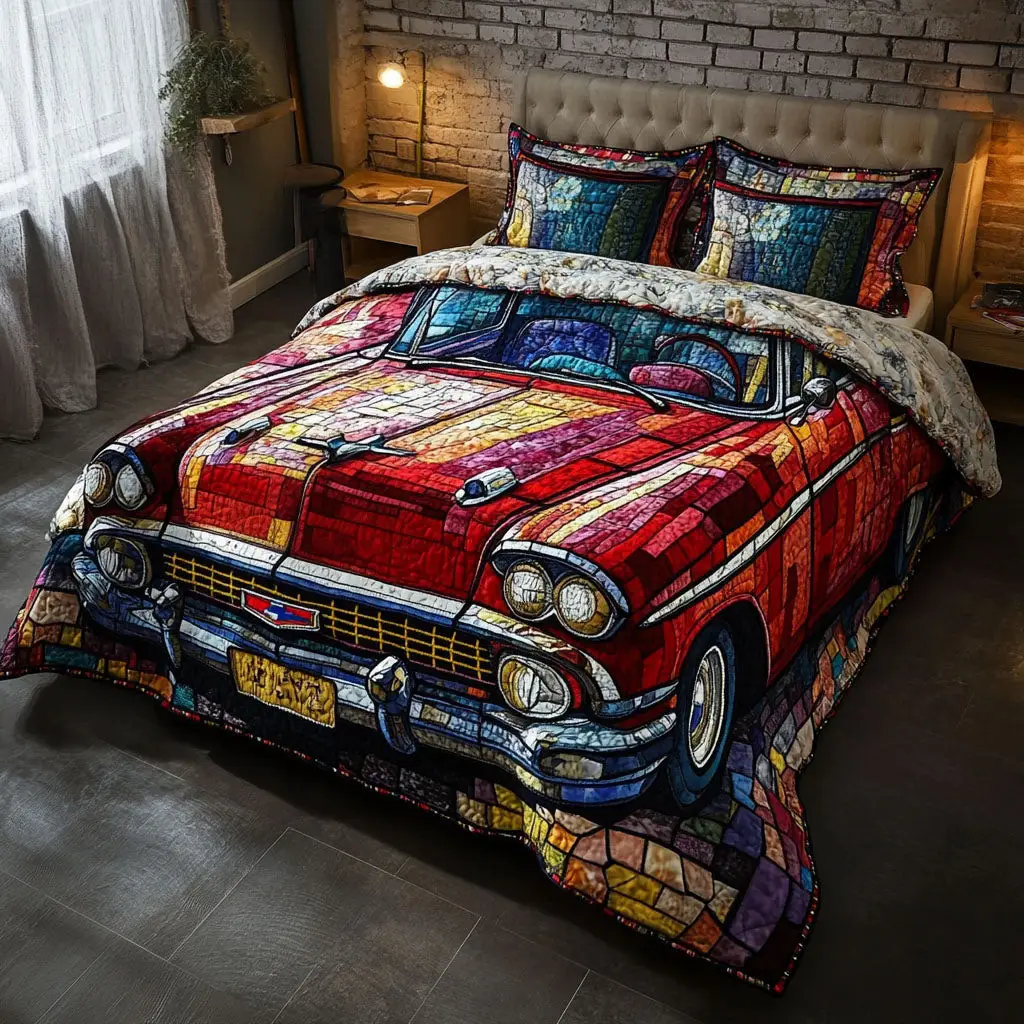 Road Trip Dreams Quilted Bedding Set Bed Decor Hippie Dad Gifts