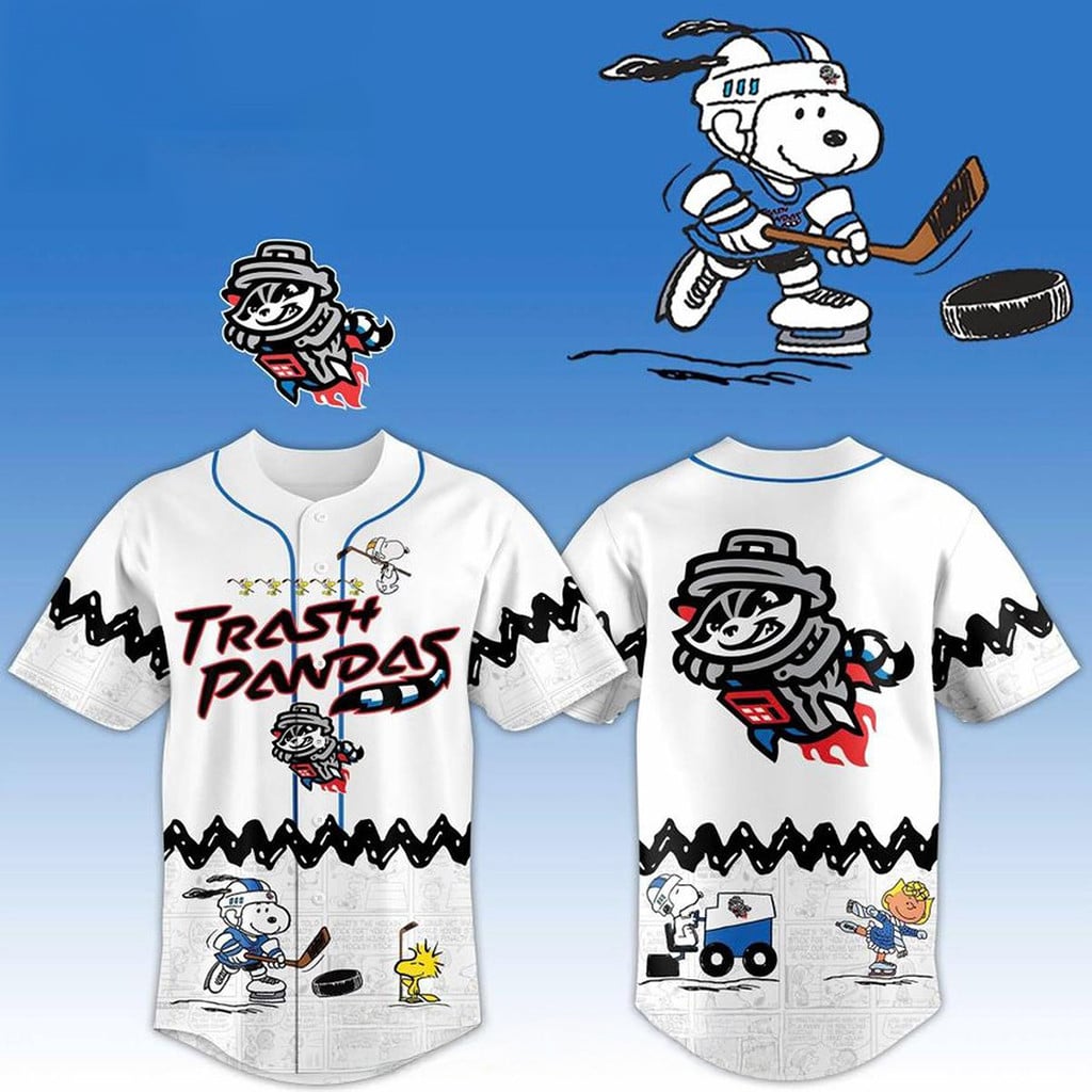 Rocket City Trash Pandas X Peanuts Night 2026 Snoopy Baseball Jersey Fan Merch Gifts