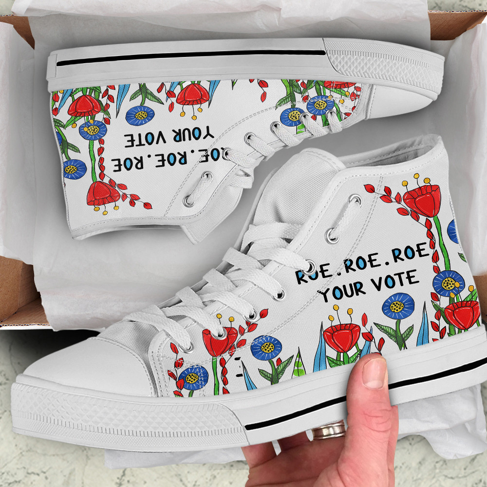 Roe Roe Roe Your Vote Flowers High Top Shoes Gifts For Him Her