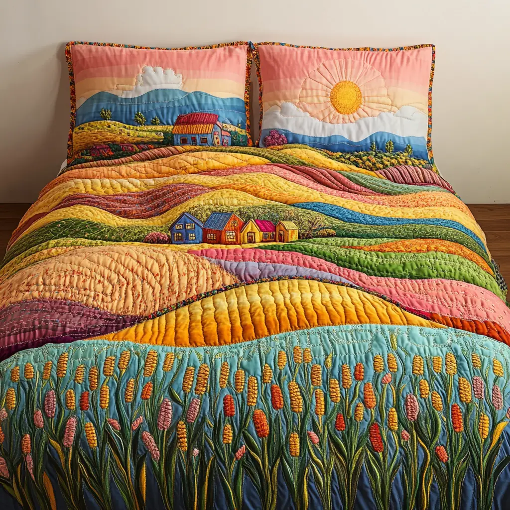Rolling Beauty Quilted Bedding Set Farm Bedroom Decorating Ideas Family Holiday Gifts Rolling Beauty Quilted Bedding Set Farm Bedroom Decorating Ideas Family Holiday Gifts - Image 1