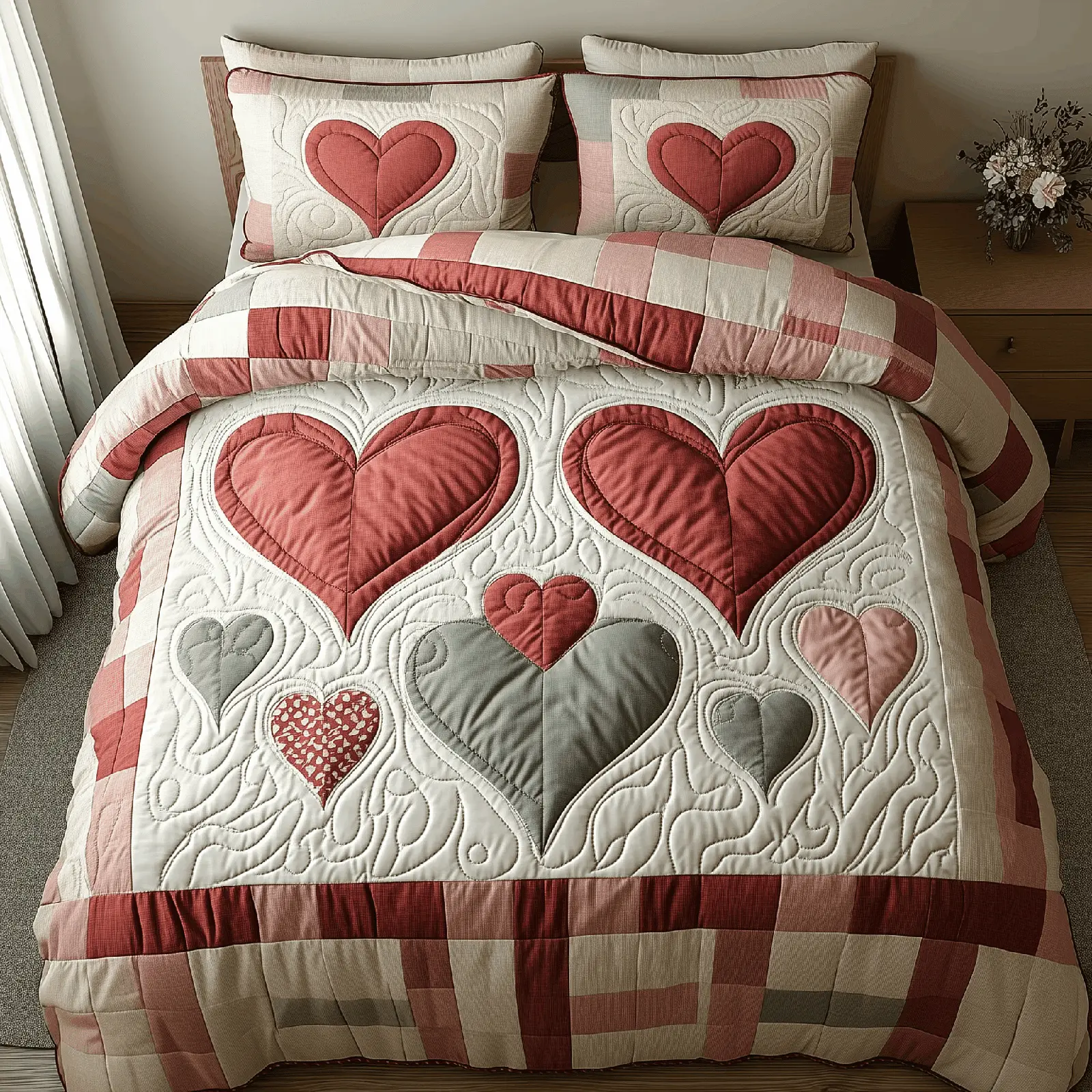 Romantic Heart Touch Quilted Bedding Set Bedding Ideas Best Valentines Gifts For Lovers