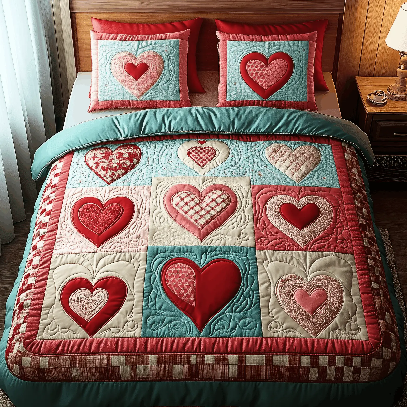 Romantic Heart Touch Quilted Bedding Set Room Decor Ideas Unique Valentine's Day Ideas Romantic Heart Touch Quilted Bedding Set Room Decor Ideas Unique Valentine's Day Ideas - Image 1