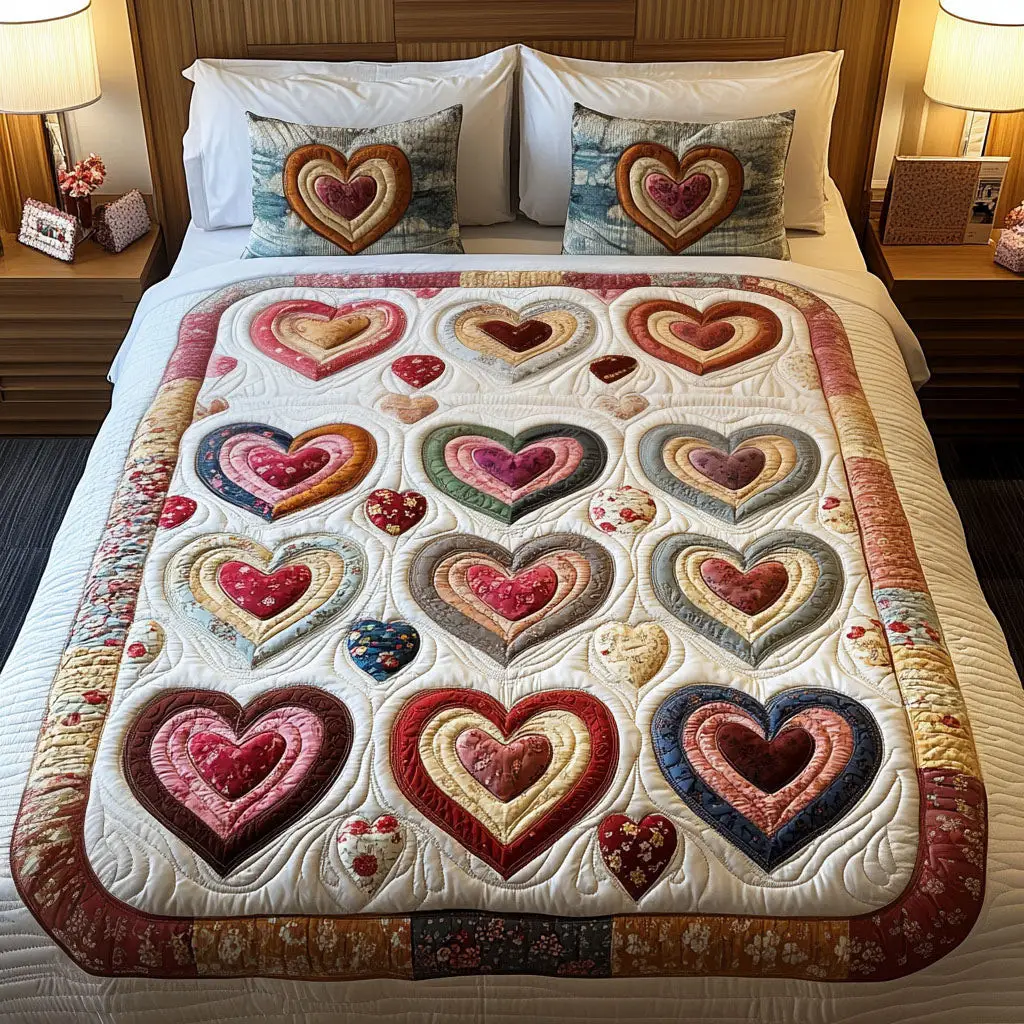 Romantic Petals Quilted Bedding Set Vintage Home Decor Valentines Gifts For Boyfriend