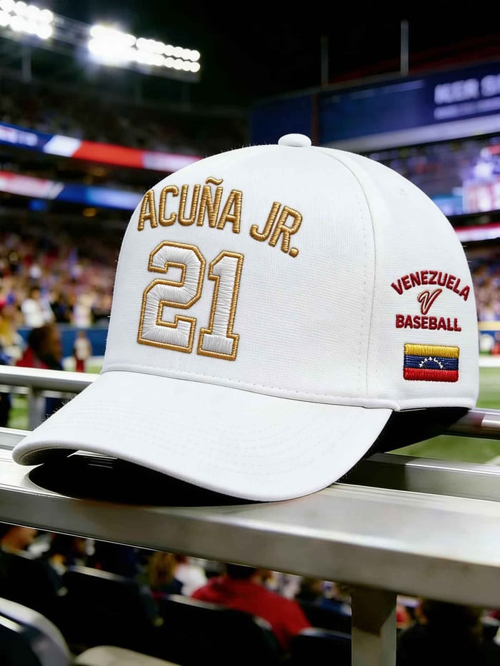 Ronald Acuna Jr. Venezuela Baseball Champions Hat Embroidered 2026 WBC Gift for Him