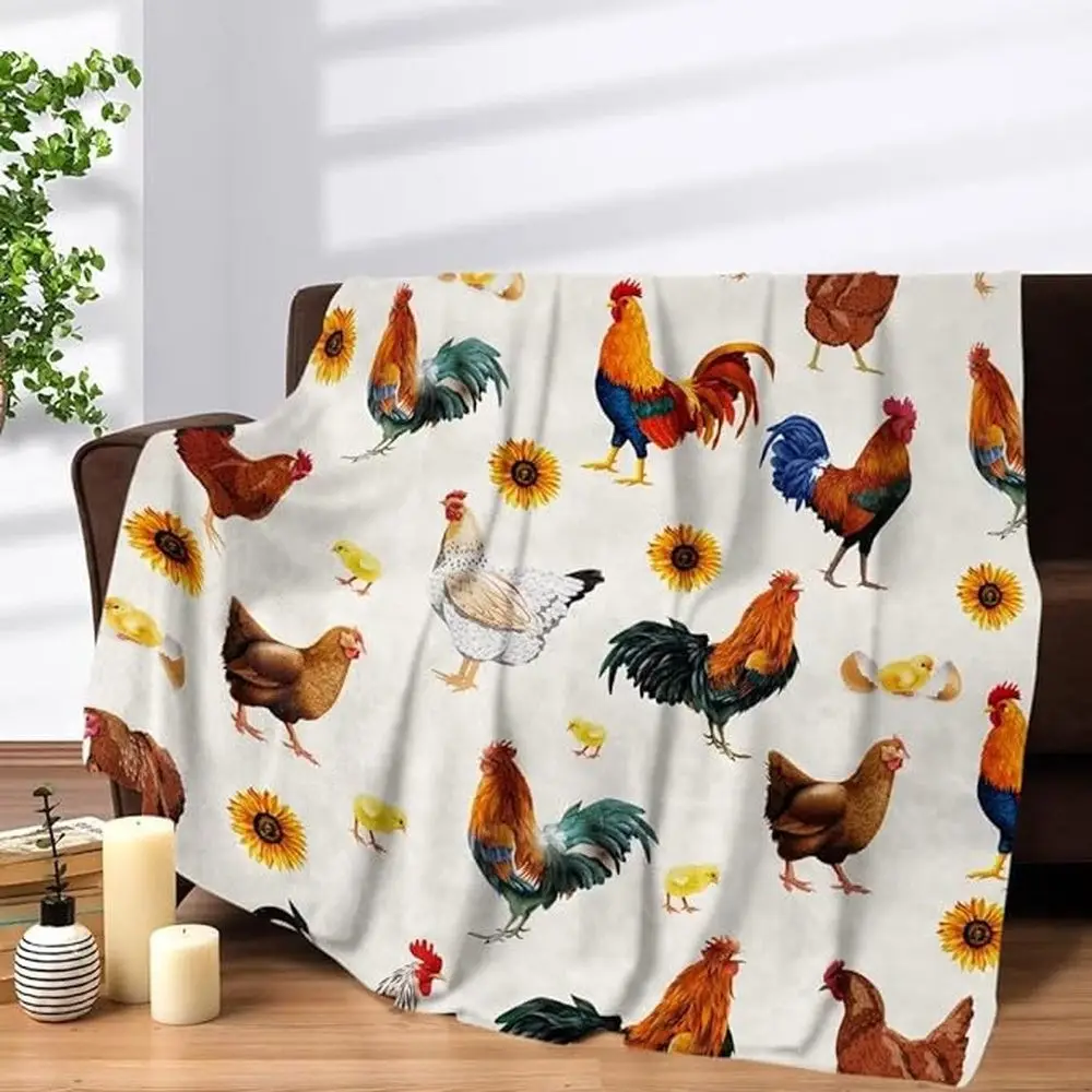 Rooster Chickens 3D Printed Pattern Blanket Farm Blanket Unique Gifts For Farmers