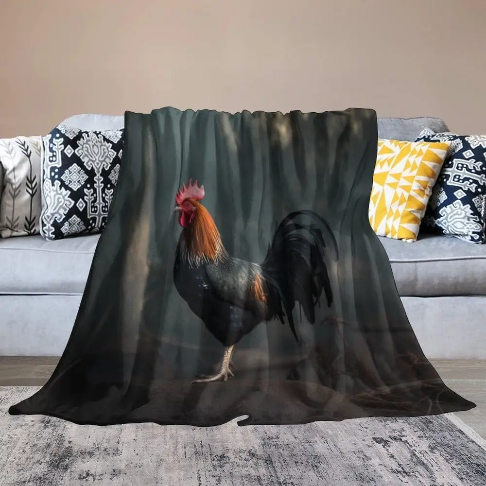 Rooster Chickens Dark Forest 3D Printed Blanket Farm Blanket Unique Gifts For Farmers