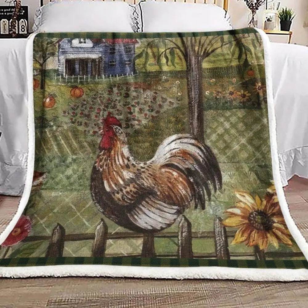 Rooster Chickens Farmhouse 3D Blanket Farm Blanket Unique Gifts For Farmers
