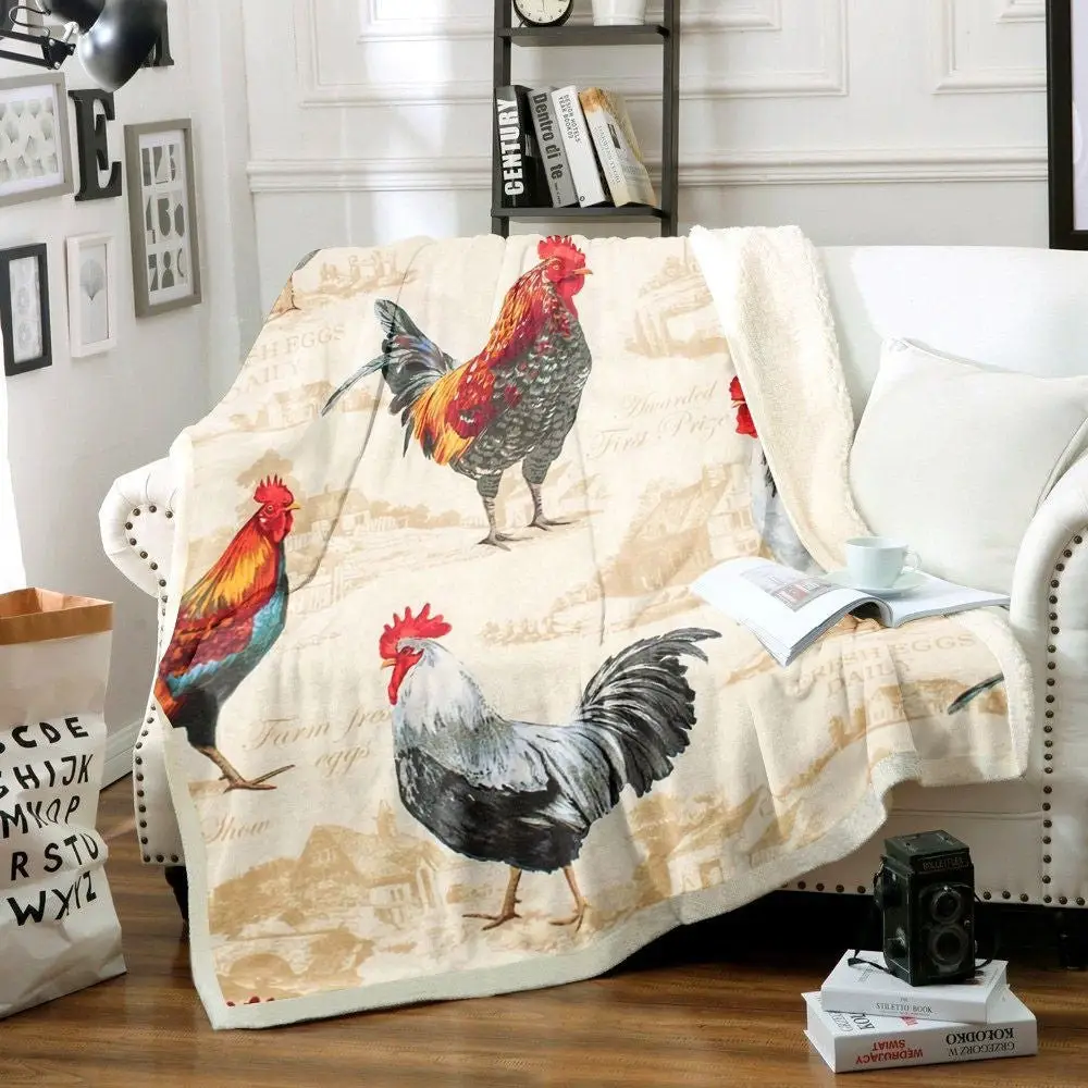 Rooster Chickens Farmhouse 3D Printed Blanket Farm Blanket Unique Gifts For Farmers