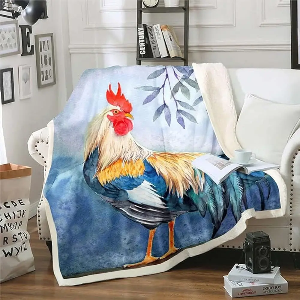 Rooster Chickens Painting 3D Printed Blanket Farm Blanket Unique Gifts For Farmers