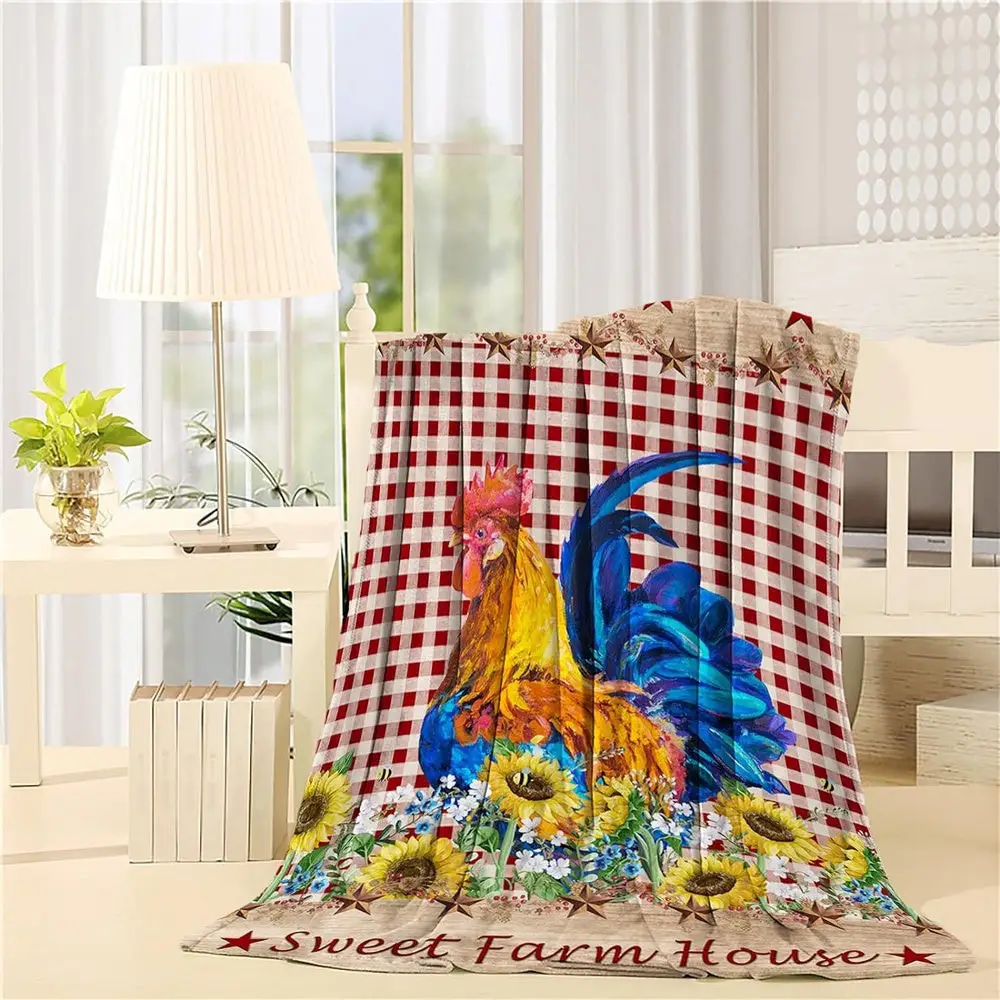 Rooster Chickens Sweet Farm House Blanket Farm Blanket Unique Gifts For Farmers