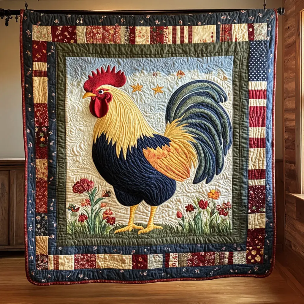 Rooster Domain Quilt Blanket Cozy Bedroom Decor Art Holiday Gifts For Chicken Lovers Rooster Domain Quilt Blanket Cozy Bedroom Decor Art Holiday Gifts For Chicken Lovers - Image 1
