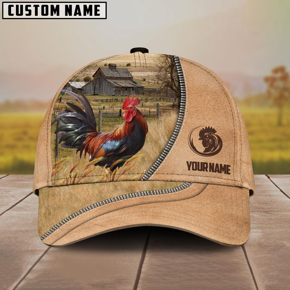 Rooster Farming Light Brown Customized Name Cap Farmer Baseball Cap Unique Gifts For Farmers Rooster Farming Light Brown Customized Name Cap Farmer Baseball Cap Unique Gifts For Farmers - Image 1