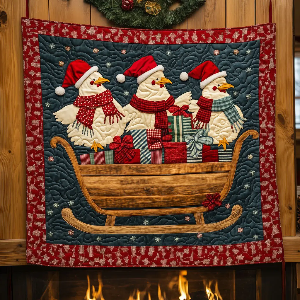 Rooster On Sleigh Quilt Premium Quilt Blanket to Enhance Bedroom Comfort
