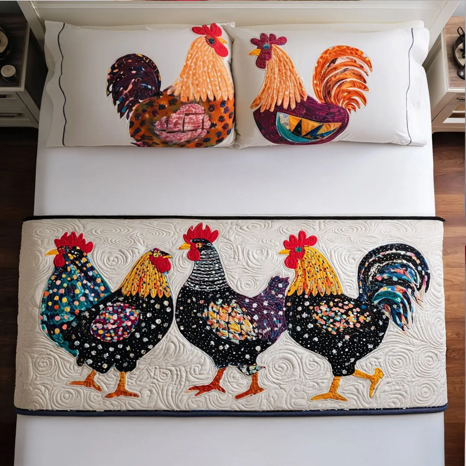 Rooster Radiance Quilted Bed Runner Rooster Radiance Country Gift